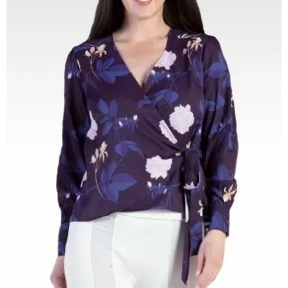 Standards & Practices NWT Elise Wrap Long Sleeve Floral Blouse 1xl - Picture 1 of 10